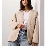 Donni Cream Quilted Long Sleeve Oversized Jacket Size Small Photo 2