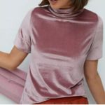 Anthropologie  blouse Krisha Velvet Mock Neck Top pink luxe petite XS Photo 0
