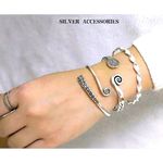 Boutique NEW Unisex‎ Engraved Geometric 925 Sterling Silver Cuff Bracelet, Adjustable Photo 6