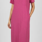 Chico's  Maxi‎ Dress Women's Size 3 Pink Short Sleeve Casual Pocket Cotton Blend Photo 0