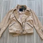 ALLSAINTS NWT All Saints Cole Biker Leather Jacket Sand Brown Sz 8 Photo 1