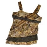 Dress Barn  Y2K Fairy Brown Glitter Floral Tiered Ruffle Camisole Tank Top Large Photo 0