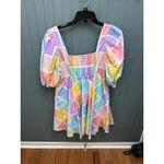 Buddy Love Women's Medium Dress Square Neck Pastel Geometric Mini Short Photo 2