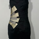 Jessica McClintock  Black Gold Strapless Mini Dress Size 10 Party‎ Photo 0