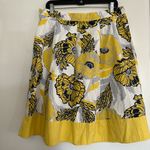 EUC George Sz: 12a Yellow Navy Blue Gray Floral Tropical Lightweight Midi Skirt. Size undefined Photo 2