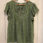 Max Studio NWOT  Floral Tie Neck Butterfly Sleeve Blouse Photo 0