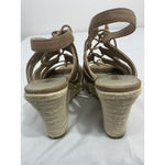 a.n.a Womans  Size 8 Tan Suede Strappy Lace Up Open Toe Wedge Espadrille Sandals Photo 4