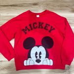 Disney  Mickey Red Crewneck Sweatshirt Women’s XL Photo 1