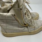 Giuseppe Zanotti  Sz 5 EUR 36 Croc Embossed Leather High Top Sneakers Cream Gold Photo 2