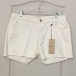 Levi's Levi’s Off White Cream Mid-Rise Shorts with Tan Stitching Raw Edge Fringe 14 Photo 0