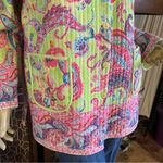 La Cera PINK & GREEN PAISLEY PRINT QUILTED REVERSIBLE JACKET (L) Photo 7