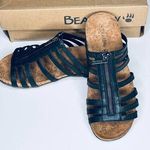 BEARPAW Sabrina Black Zipper Strappy Sandals Shoes New 9 Photo 0