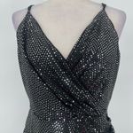 Grace Karin  Silver Sequin Dress Sz L Holiday Glam Clubwear Ruched Sparkly NYE Photo 2