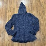 Milmas Crafts Sweater Womens Small Zip Llama Wool Cable Knit Hoodie Thick Fringe Blue Photo 5