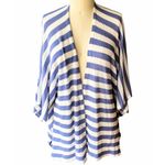 I JOAH Blue & White Stripe Loose Fit Cardigan Cover Up Top ~ Women's Size LARGE Photo 1