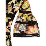 Entro  Women's Black Floral Bell Sleeve Knee Length Dress Size S Photo 5