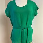 Promod French Brand Drape Sleeve Tie Front Green Blouse size M Size M Photo 0