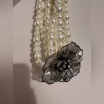 ZARA  Pearl Floral Choker Necklace Pearlescent Statement Piece Wednesday Photo 4