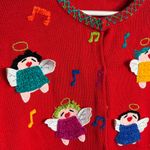 Christina Rotelli Cardigan Red Multi Angels Music Christmas Sweater W1984 Sz M Size M Photo 1