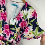 NWT Tori Richard Honolulu Womens Floral Wrap Dress Sz 8 Navy Pink Tencel Blue Photo 5