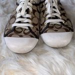 Coach Poppy Zorra Khaki Brown Signature Multicolor Tattersall Sneakers Size 8.5 Photo 2