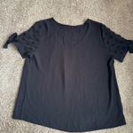 Scoop Neck Textured Polka Dot Black Sheer Shirt With Tie Sleeves Size 2xl Photo 4