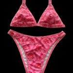 SheIn Vibrant Pink and Red Bikini with Triangle Top and High-Cut Design Photo 0