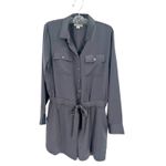 Outerknown  Benson Jumpsuit Utility Long Sleeve Button Tie Romper Satin Sz S Photo 5