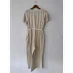 Hem & Thread Gray and Green Striped Short Sleeve Linen Liora Jumpsuit Size Large Photo 1