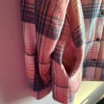 Beginning Boutique 💖Boutique Pink and Blue Plaid Fleece Lined Button Hooded Jacket Photo 4