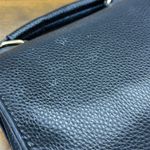 Black Textured Faux Leather Small Satchel Handbag Purse 8 x 6.5 Inch Photo 11