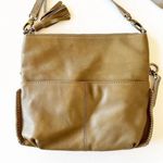 Lucky Brand  Foldover Crossbody Bag Whipstitch Leather Olive‎ Green Boho Festival Photo 10