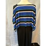 RB Collection Tank Dress with Attached Shawl SZ XL Black and Blue Stripes Photo 4