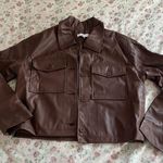 And Now This brown faux leather boxy cropped jacket trendy fall size medium Photo 0