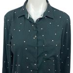 ZARA  Black Polka Dot Button Up Collar Long Sleeve Cutout Back Shirt Blouse Top S Photo 2