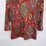 CHAPS Top Woments XL Orange Red Polyester Layered Sheer Sleeves Western Aztec Photo 7