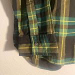 Old Navy Green/Black Boyfriend Fit Striped Flannel Photo 2
