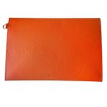 SANTONI Grain Leather Envelope Clutch Orange NEW IN BOX/DUSTBAG Photo 3