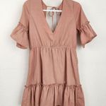 Lulus Sunshine Daydream Rusty Rose Short Sleeve Cutout Mini Dress Size L Pink Size L Photo 0