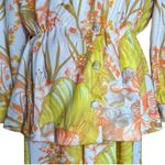 Vintage 70s 2 Piece Maxi Dress and Jacket Womens Mod Floral Tropical Stretch 16 Photo 2
