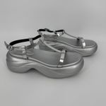 Charles and Keith  Platform Sandals Size 7 Silver Chunky Strappy Y2K Retro Trendy Photo 6