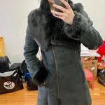 Alysi Faux Suede & Fur Coat Green Size 4 Photo 5