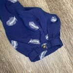 Dalia Collection Womens  Blue Feather Print Blouse - S Photo 2