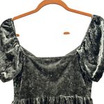 Forever 21 Milkmaid Top M Goblincore Green Velour Peplum Y2K Fairy Romantic Bohemian‎ Photo 3