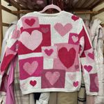 Talbots Vintage Hearts  Hand‎ Knit Sweater Size Small Pink Red Linen Cotton Photo 9