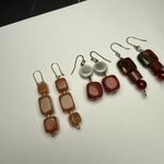Stone Bead Dangle Drop Pierced Earrings Lot Of 3 Beaded Photo 4
