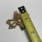 Green / Pink Gemstone Flower / Leaf Design Gold Tone Metal Brooch Pin Photo 6