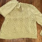 Peruvian Connection  100% Pima cotton eyelet button crop cardigan key lime green Photo 5