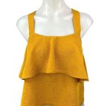 Madewell  Yellow Sleeveless Ruffle Tiered Cross Back Square Neck Tank Top Size S Photo 0