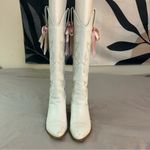 Princess Polly Billini Urson Cowboy Boots 5, White Faux Leather, Knee High Photo 1